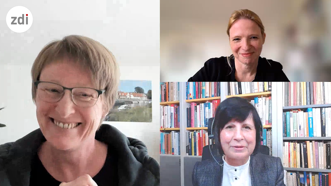 Screenshot der Gesprächsrunde zwischen Jenny Kociemba, Gwendolyn Paul und Elita Wiegand