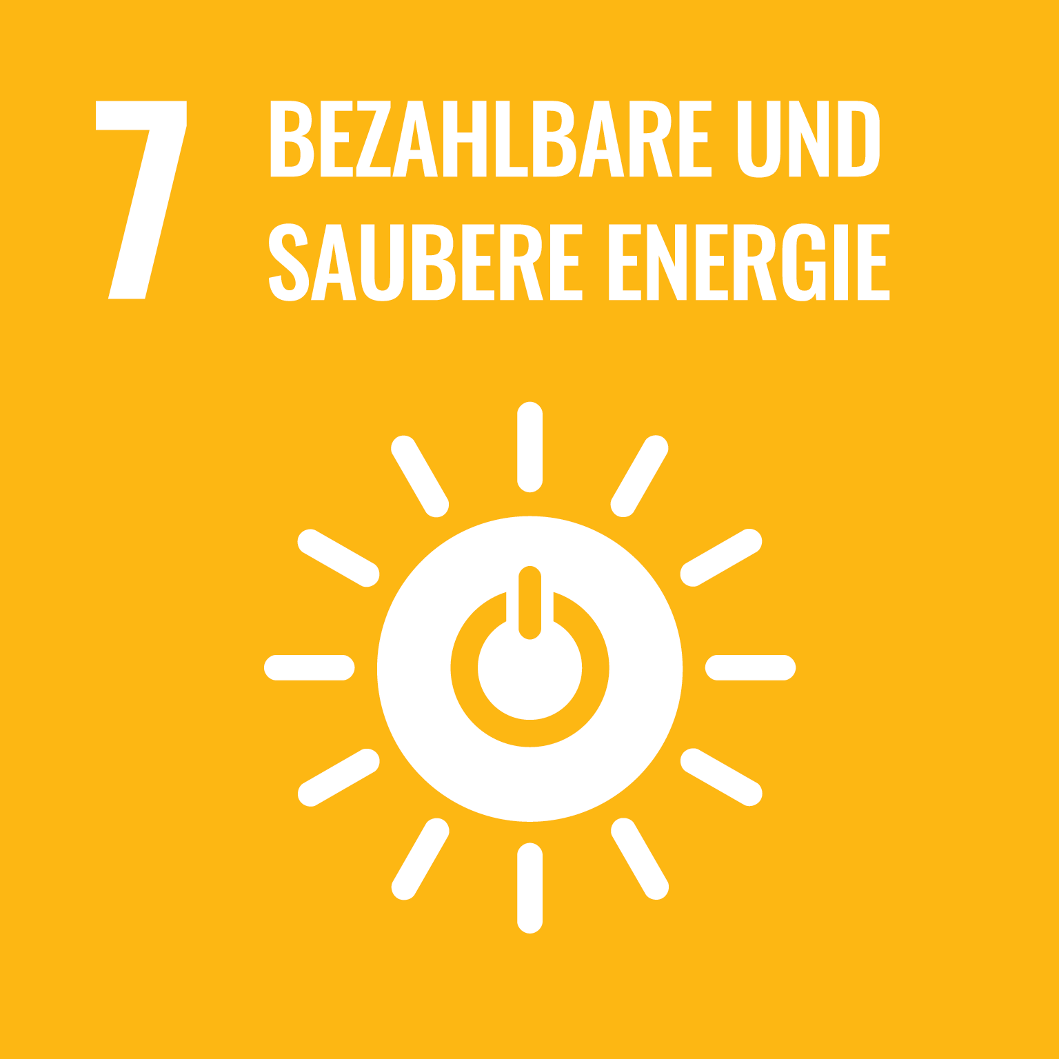 Die Grafik zeigt das Logo des SDGs 7, Bezahlbare und saubere Energie