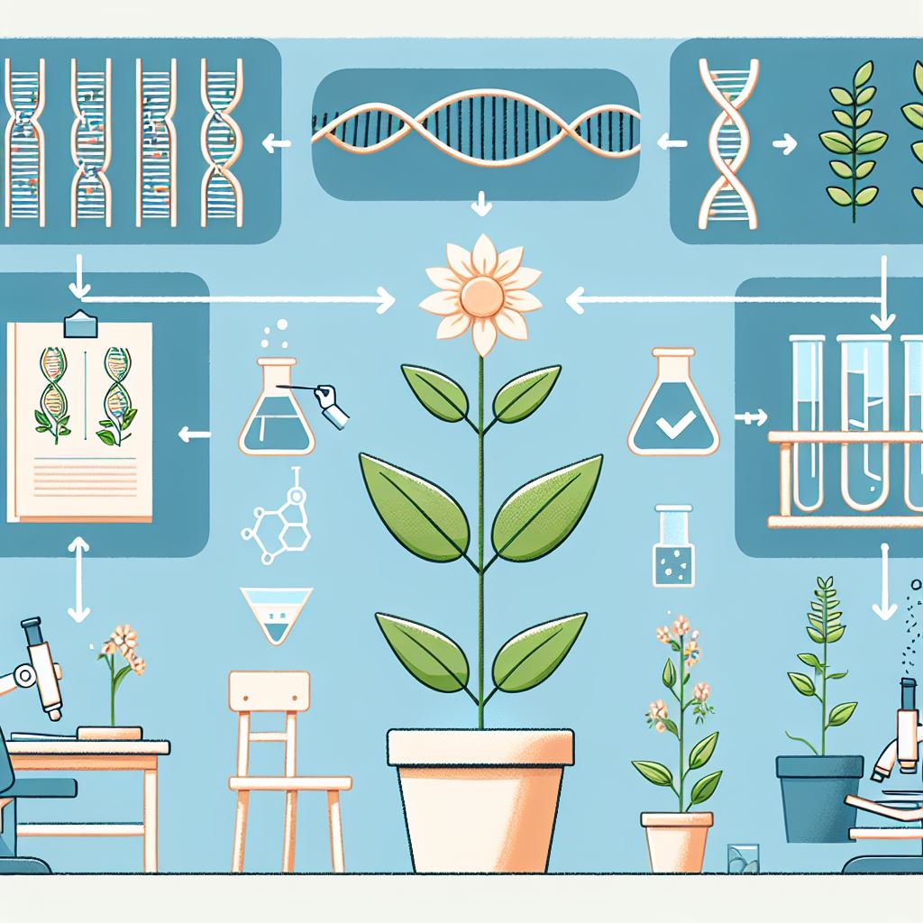 KI-generiertes Bild, dass auf einfache Weise die genetische Veränderung von Pflanzen erklärt