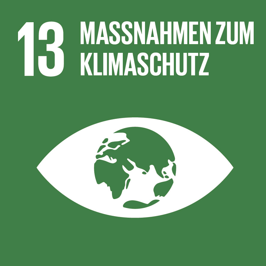 Die Grafik zeigt das Logo des SDGs 13: Maßnahmen zum Klimaschutz.