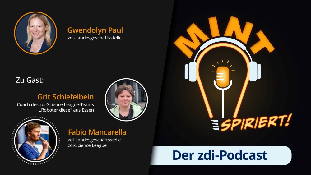 Podcast-Ankündigung „MINT SPIRIERT!“ mit Gwendolyn Paul, Grit Schiefelbein und Fabio Mancarella